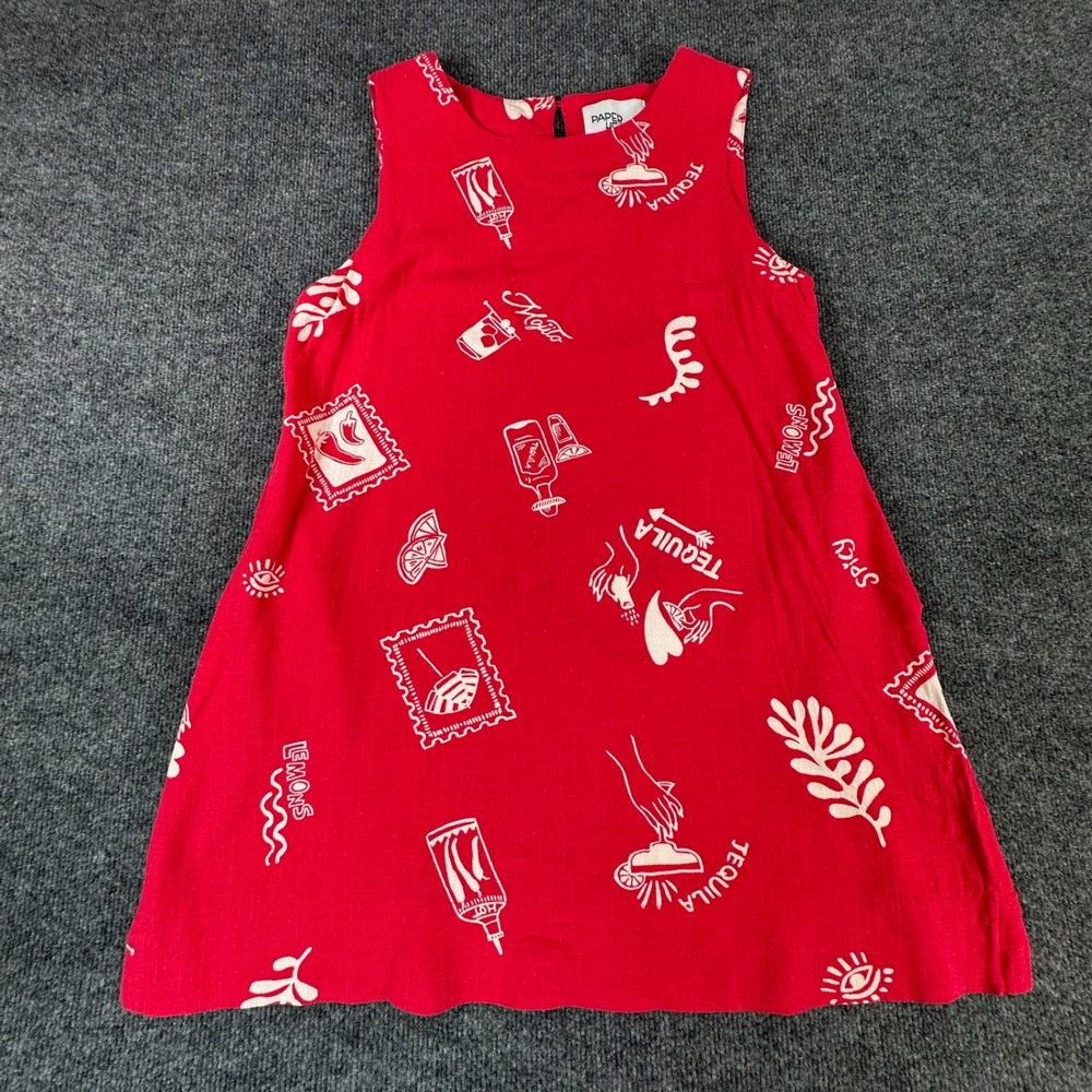 Red Sleeveless Printed A-Line Dress